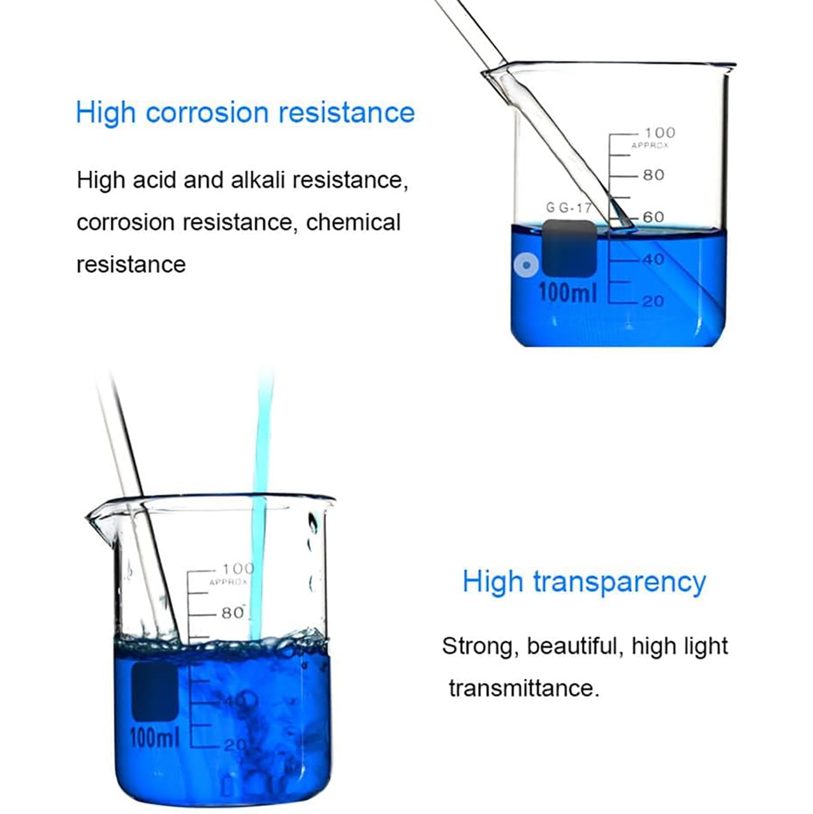 Becher Graduato in Vetro Borosilicato, Becher Graduato in Vetro, 2000-10000 Ml Opzionale, Tacca di Versamento, con Misurino Graduato, per Laboratorio,2000ml