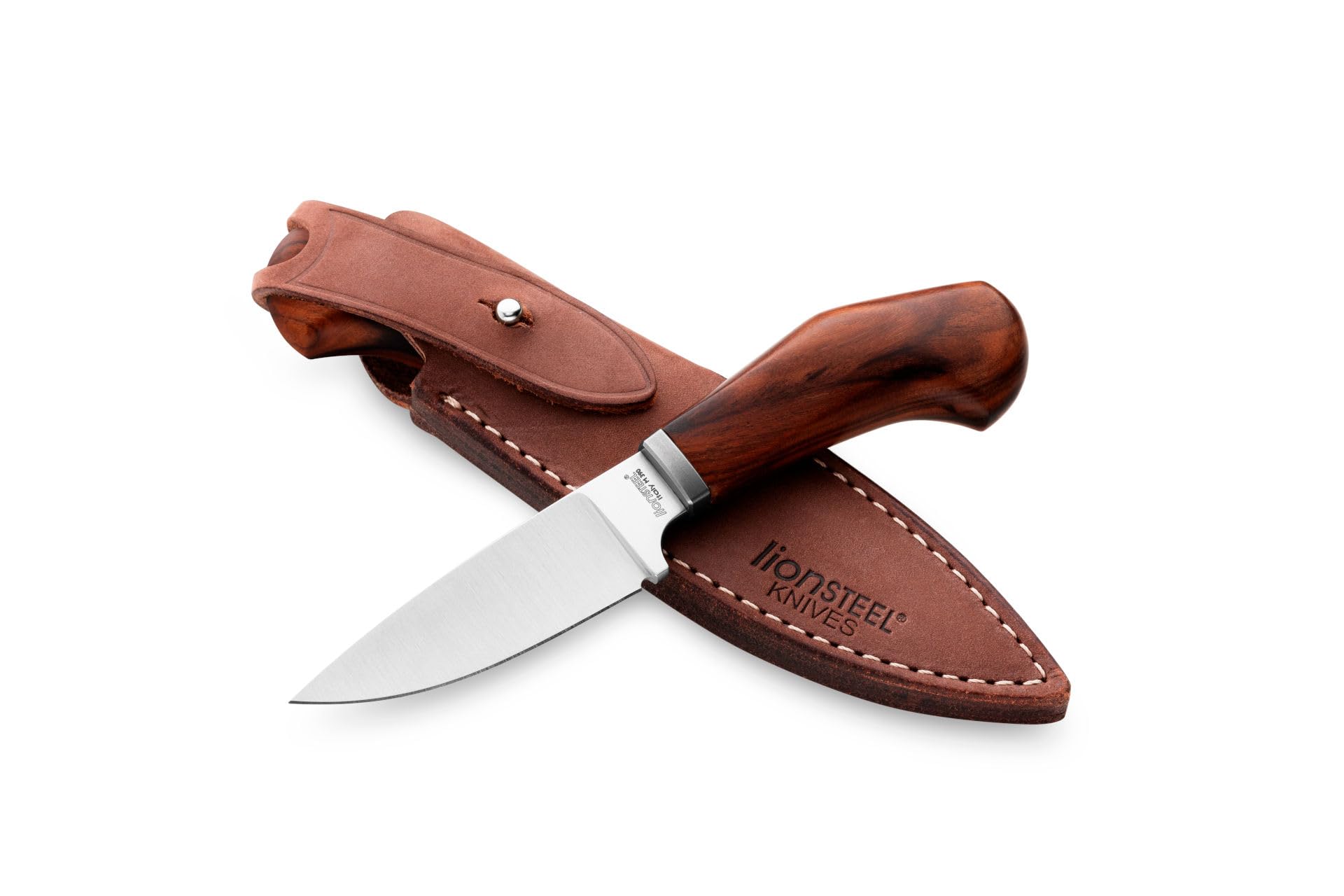 LionSteelWILLY Compact EDC Fixed Blade Knife, Solid Handle Construction, Titanium Guard, M390 Steel Blade, Made in Italy