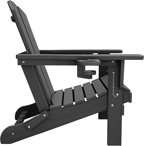 Miniatura 12 de SERWALL - Sillas Adirondack plegables de polietileno de alta densidad con textura de madera, color gris