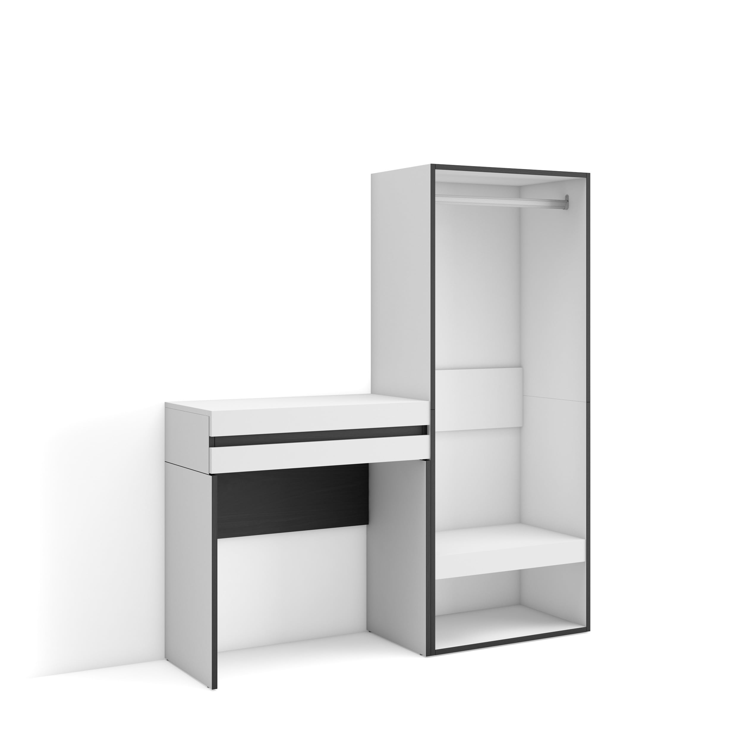 Skraut Home | Consola Entrada | Mueble con cajón | 130x145x35 cm | Recibidor | Vestidor Abierto | Estilo Moderno | Blanco