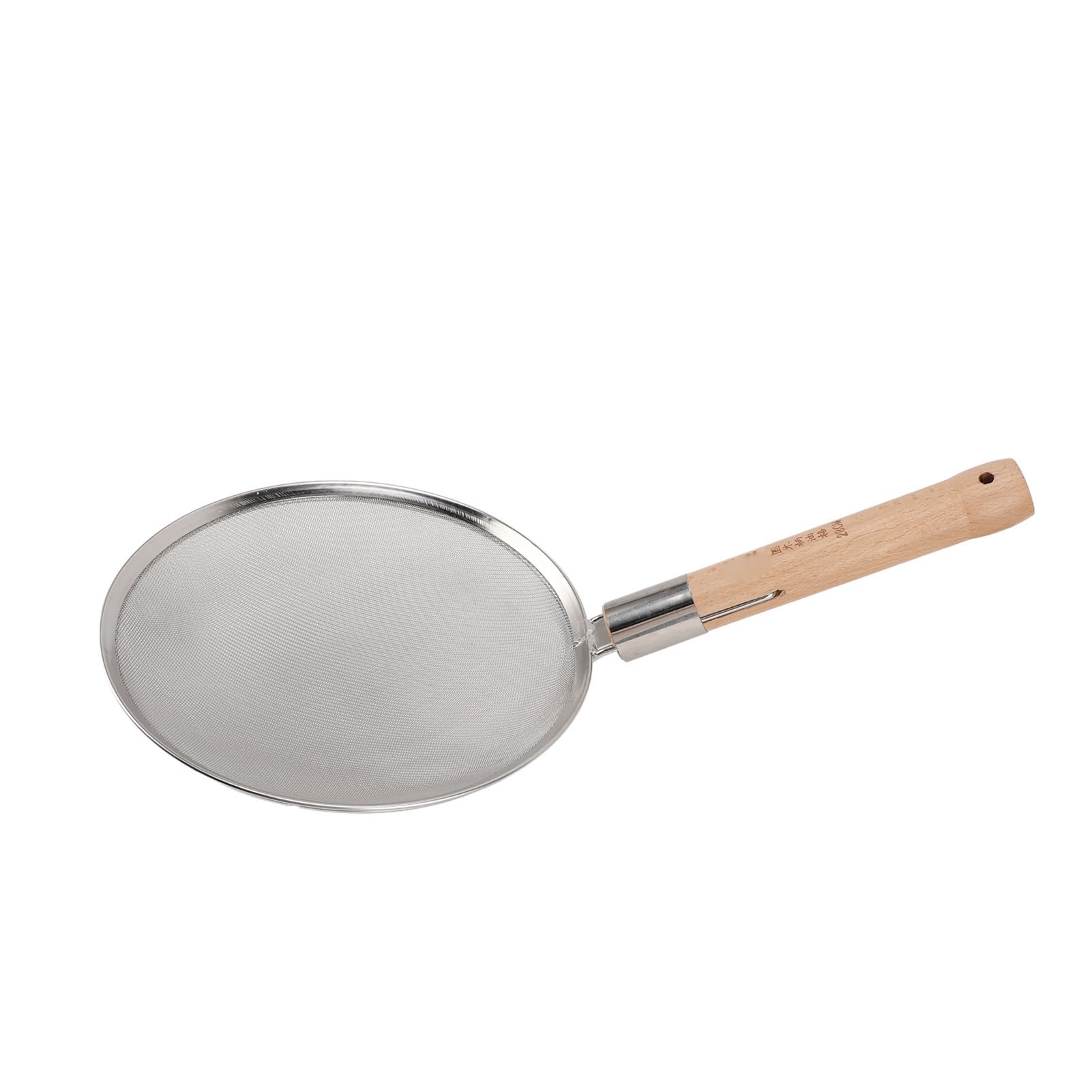 Cuchara Espumadera de Malla Fina con de Madera, Cuchara Ranurada de Acero Inoxidable Ligera y Portátil, Perfecta para Cocinar y freír. (28 cm/11,0 pulgadas de diámetro)