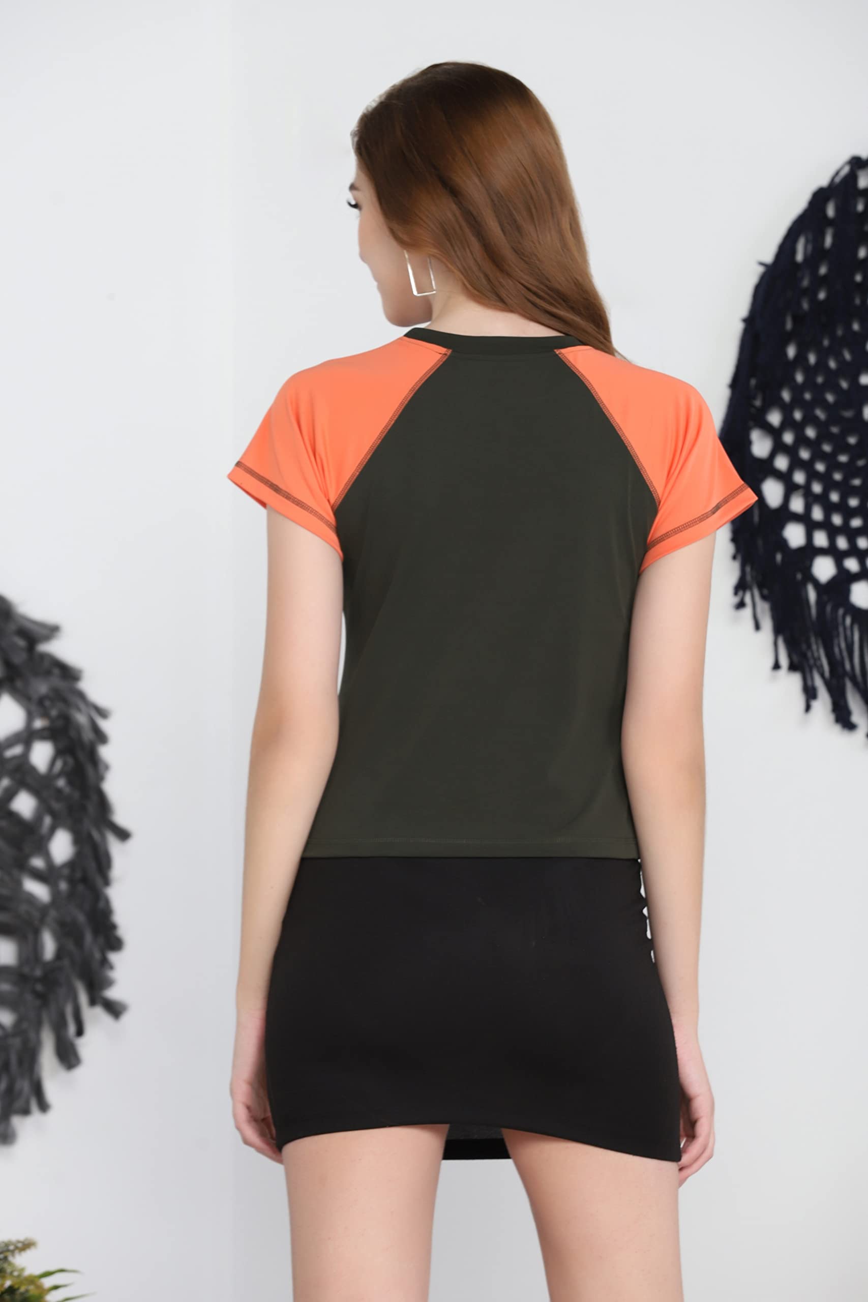 Leriya Fashion Top corto da donna con maniche a mantello per atletica, allenamento, atletica, yoga, palestra