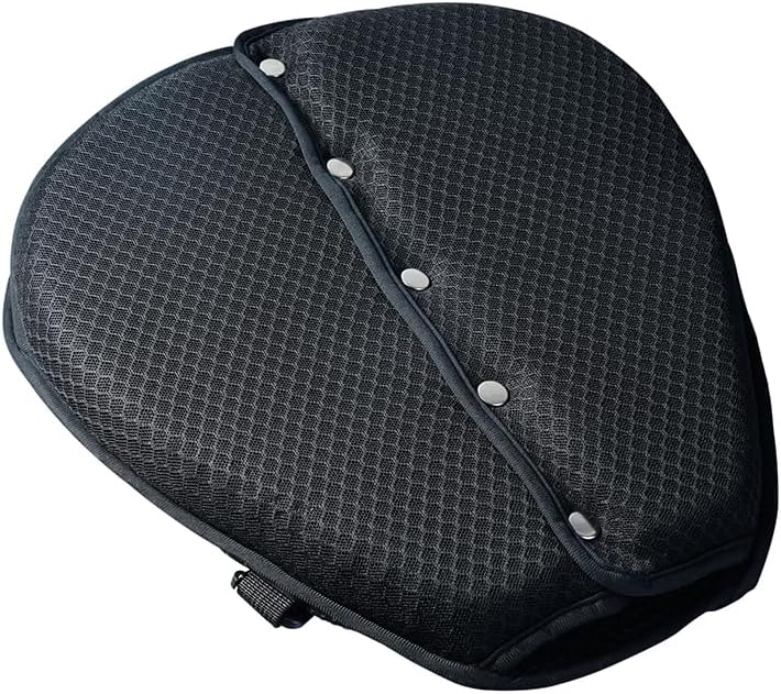Large 3D Honeycomb Motorcycle Gel Seat Cushion - Foldable Pressure Relief & Breathable Pad with Anti-Slip Straps for Long Rides