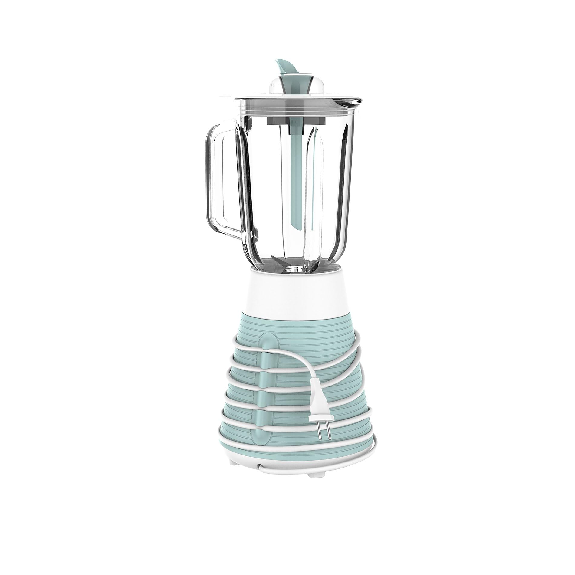 TESLA BL510BWL Blender (500W, szkło, pojemność szkła 1,5L, 4 ostrza ze stali nierdzewnej, 1 poziom prędkości, system nawijania kabli, powłoka silikonowa) Niebiesko-biały