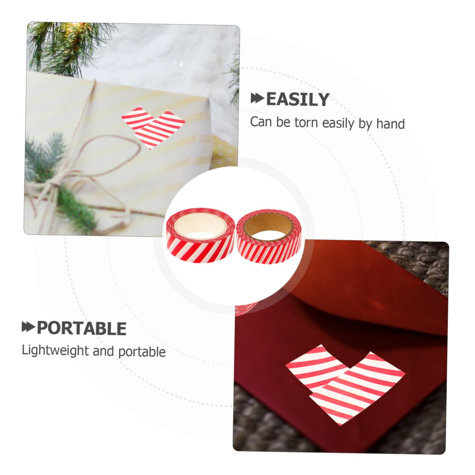 50rollos Cintas De Papel Decorativas Navideñas Washi Tape Rayas para Envolver y Manualidades De Navidad