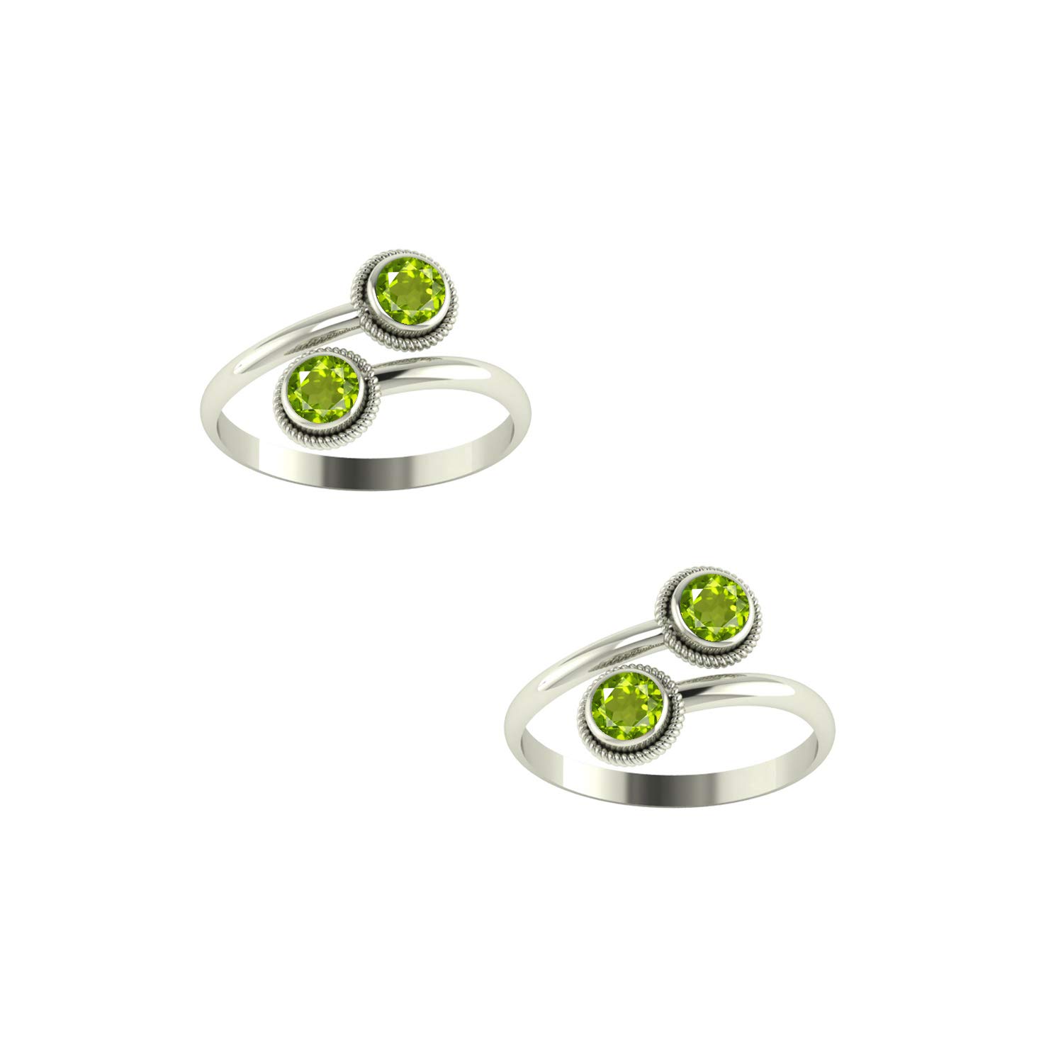 925 CZ Silver Peridot Toe Rings (Leg Finger Rings) In Pure 92.5 Sterling Silver For Women | Toe Rings for Women and Girls | Chandi Bichiya-image-44