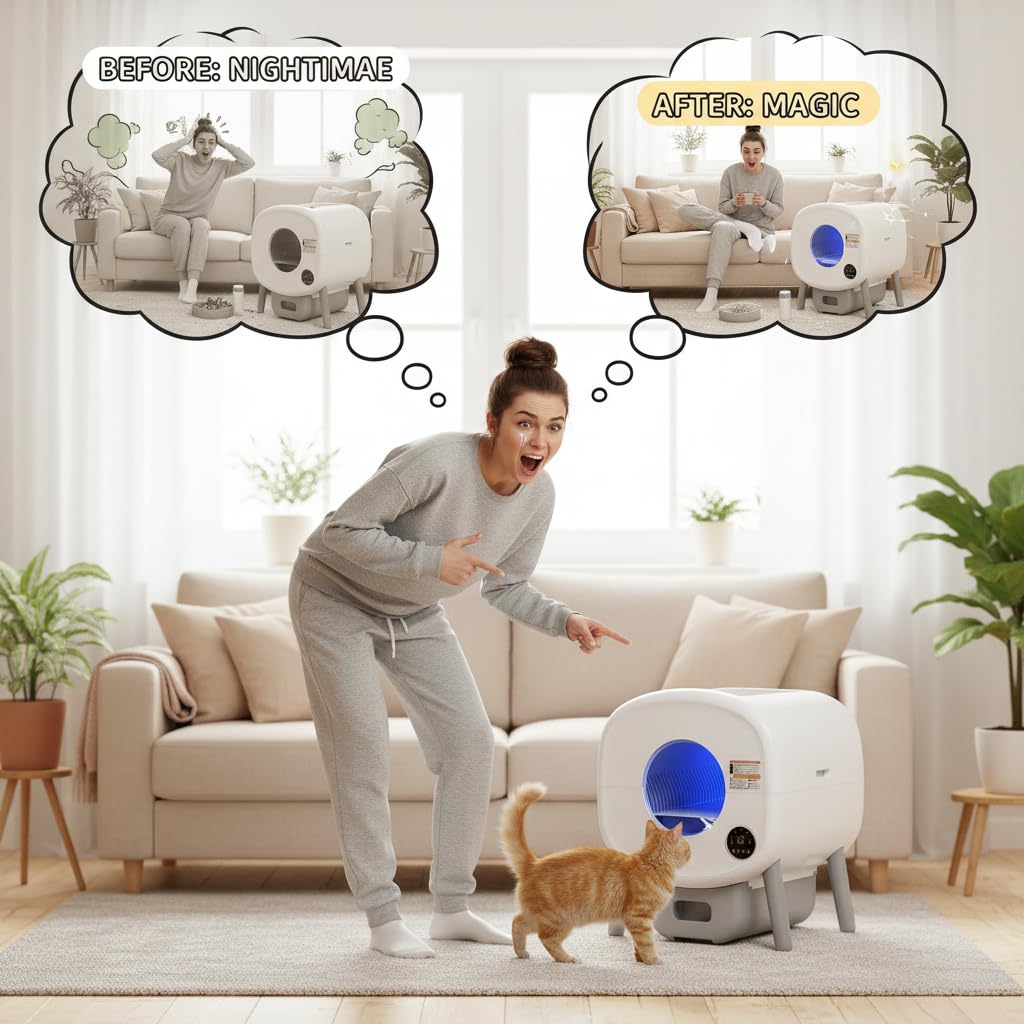 Aloewxx Self Cleaning Litter Box with Auto Safety Sensors for Multiple Cats - Automatic Cat Litter Box Self-Cleaning - Covered Ultra Odor Removal - Smart APP Control - Compatible On All WiFi - image 6