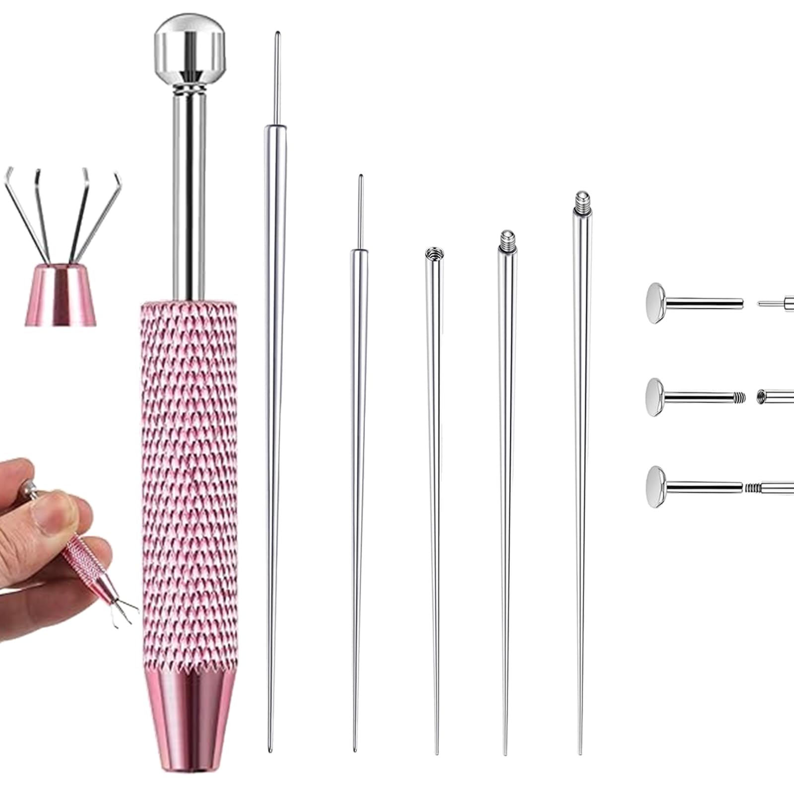 AstraGlam 6PCS Piercing Tool Kit, Piercing Ball Grabber and Opener Set