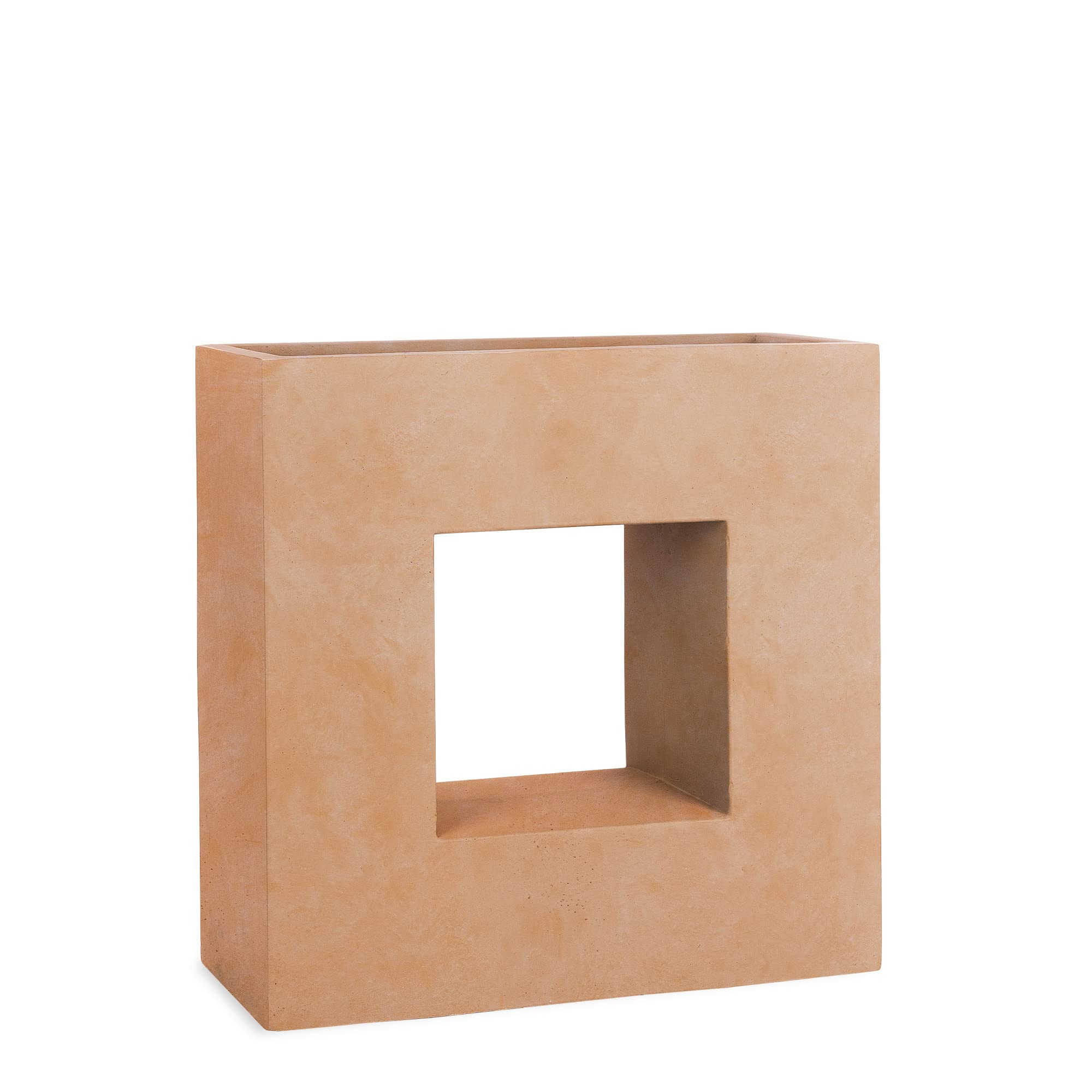 Pflanzwerk® Jardinera Fibra de Vidrio Vista Terracota 66x66x28cm *Maceta a Prueba de heladas* *Protección UV* *Calidad Europeo*