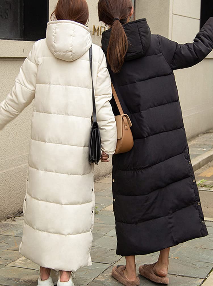 Minetom Damen Daunenjacke Lang Mantel Daunenmantel Steppmantel Wintermantel Mit Kapuze Winter Warm Parka Winddicht Jacke Steppjacke Trenchcoat Übergröße