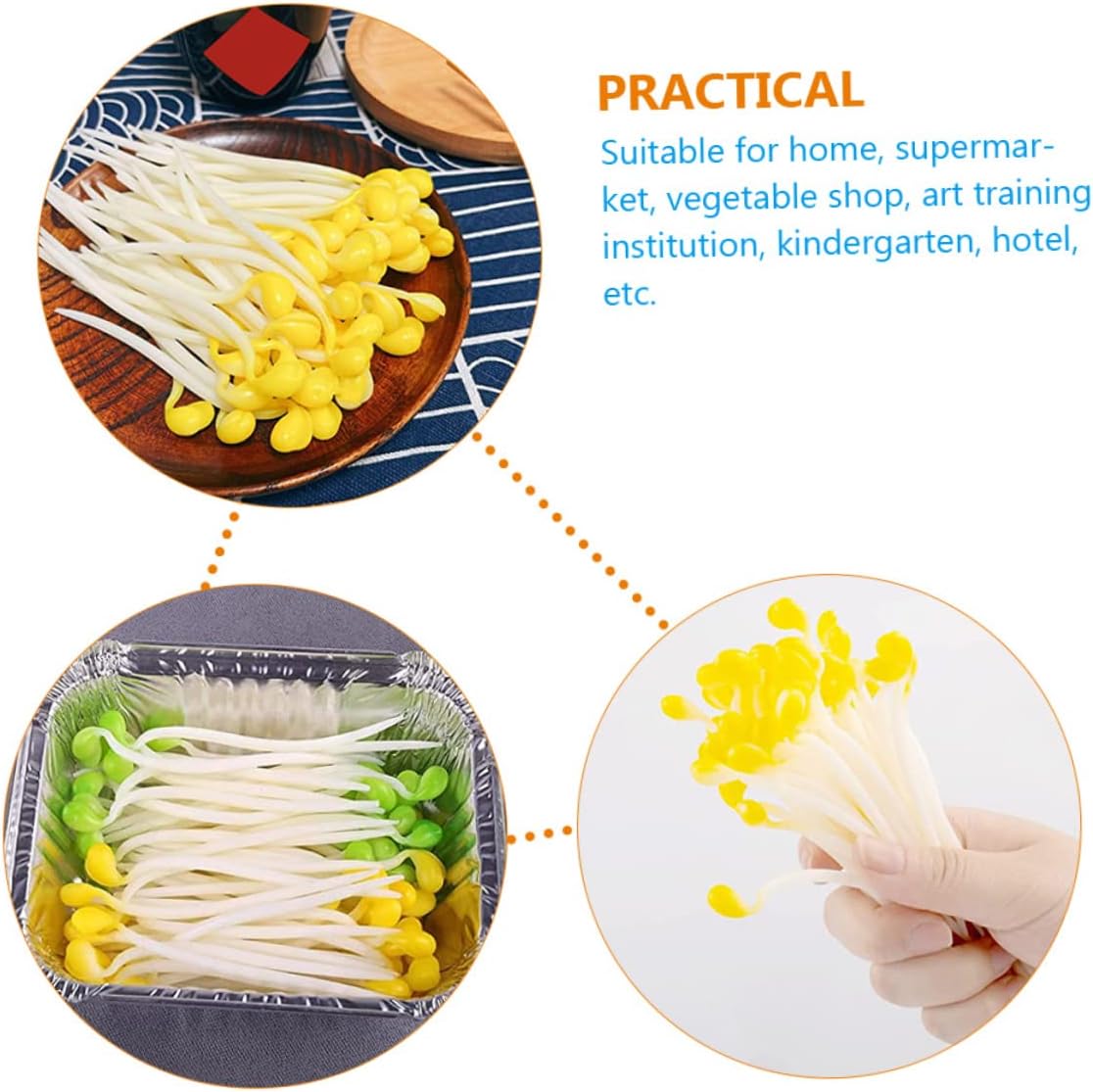 250個 もやしモデル 野菜ディスプレイ小道具 フェイクフードモデル リアルな野菜 のもやし フルーツボウルの装飾 もやしの小道具