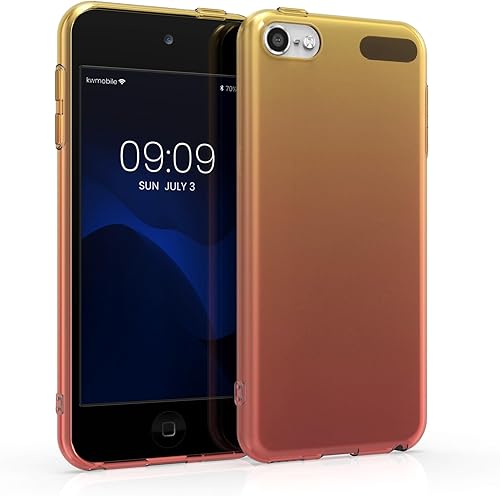 kwmobile Funda transparente compatible con Apple iPod Touch 6G / 7G (6ª y 7ª generación), carcasa trasera de TPU, color amarillo/rosa
