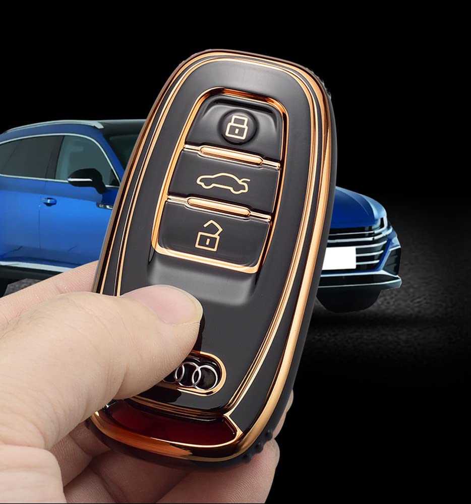 Ontto Audi Autoschlüssel Hülle PU Leder - Schutzcover Für Keyless Go