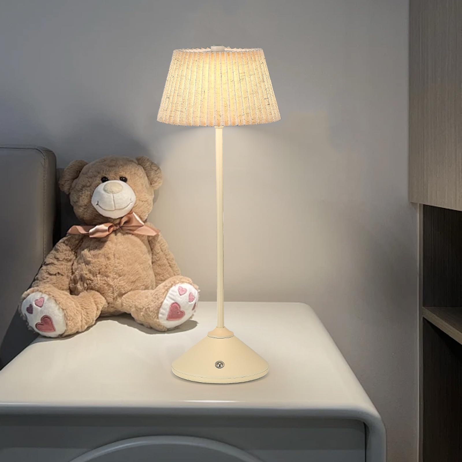 Cordless Bedside Touch Lamp,3-Color Dimmable LED Desk Lamps,Portable Battery-Powered Night Light for Home Office,Living Rooms,Bedrooms,Outdoor Patio Gifts and Decor(White