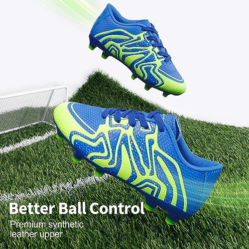 Dream Pairs Boys Girls 160472-K Royal Lemon Green Silver Soccer Football Cleats Shoes Size 2 M Us Little Kid #TOP4