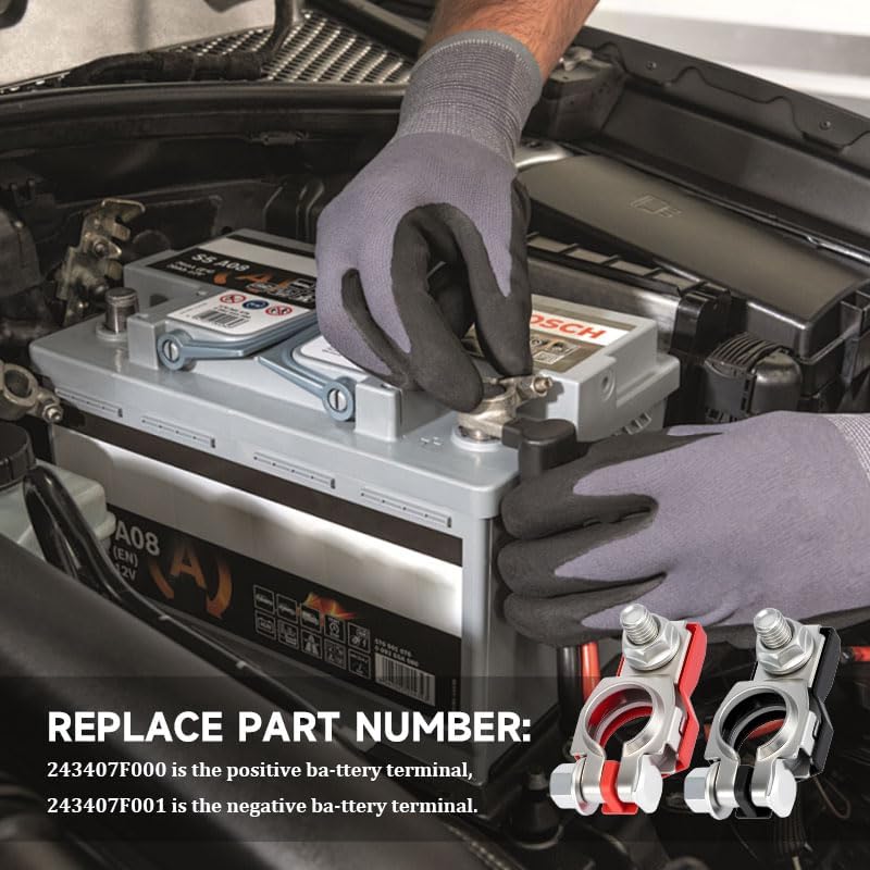 Miniatura 4 de Juego de 2 terminales de batería positivo y negativo, accesorio universal para automóviles, 243407F000, 243407F001, clip para conector de cable de