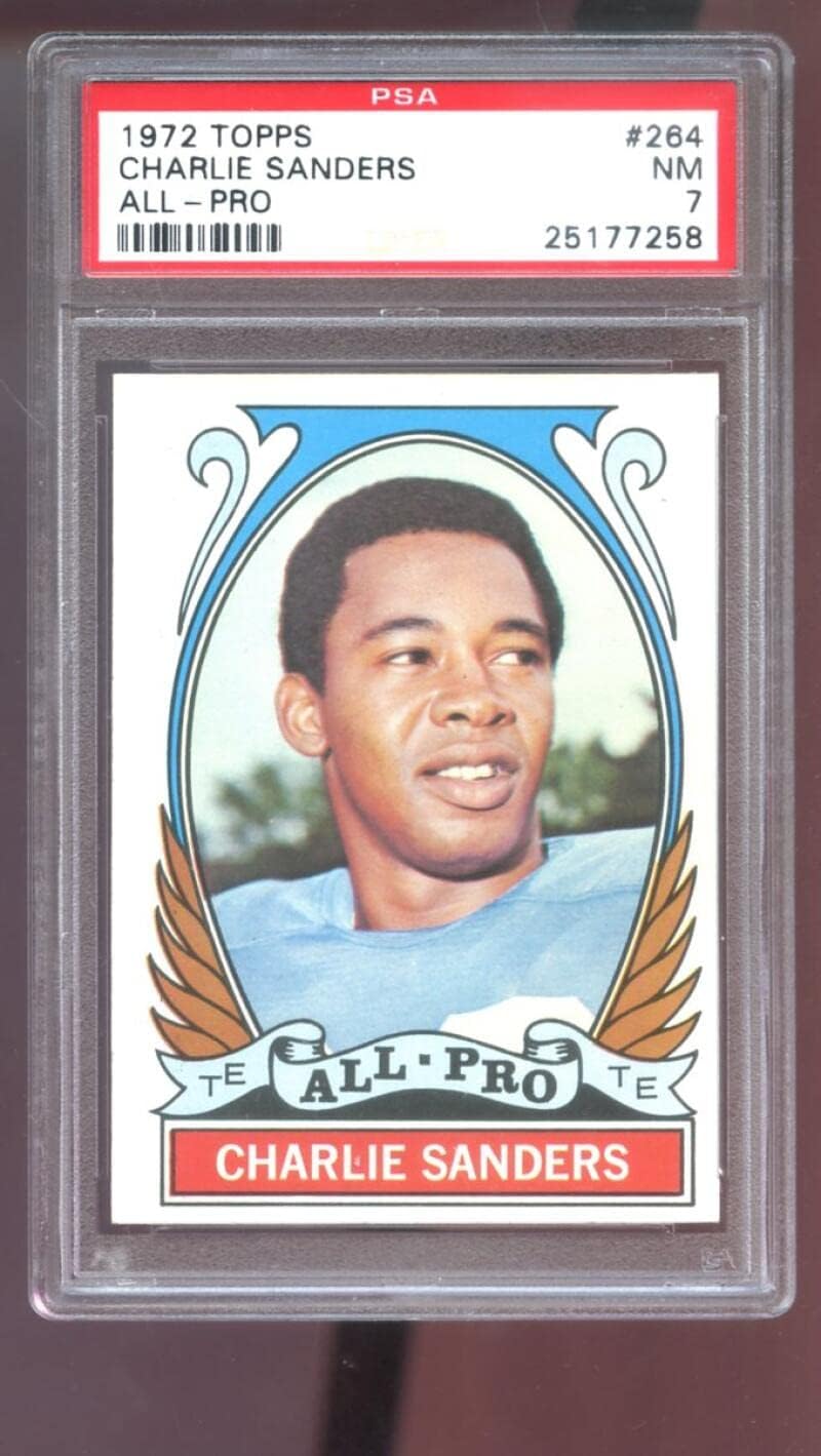 1972 Topps #264 Charlie Sanders All-Pro PSA 7 Graded Football Card NFL HIGH NUMBER Detroit Lions