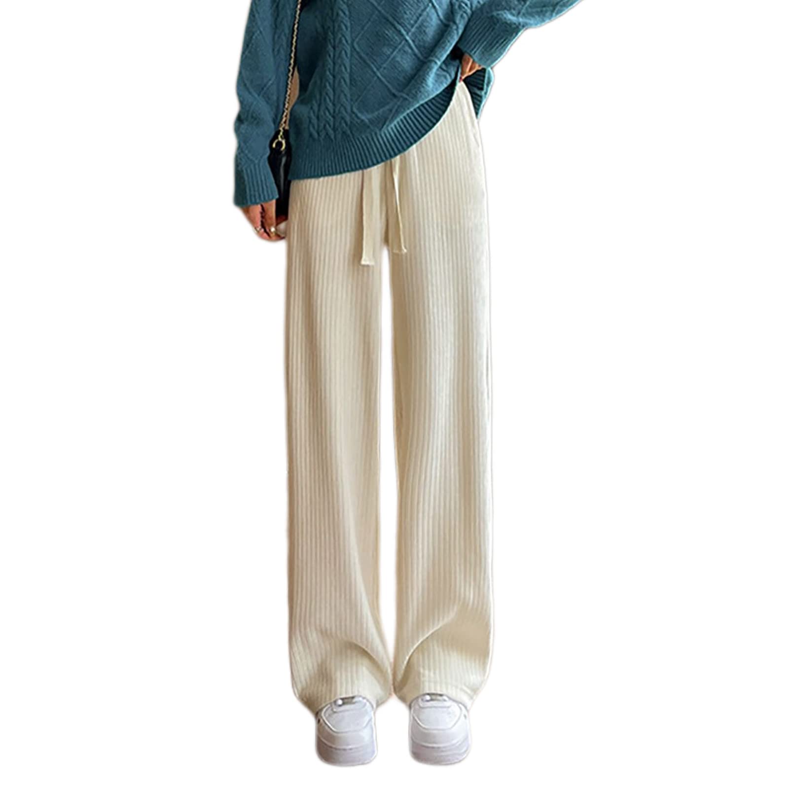utcoco Womens High Waisted Corduroy Pants Casual Drawstring Wide Leg Corduroy Pants for Women