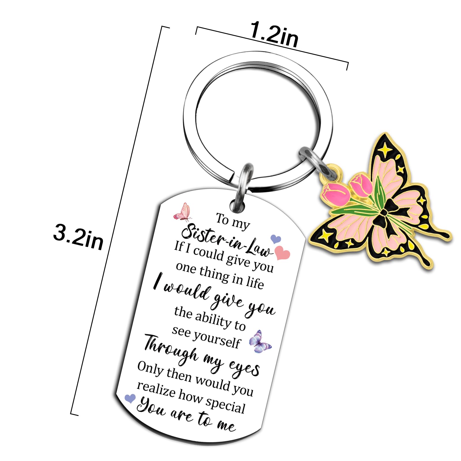 Sister In Law Gifts for Women Birthday Gifts for Sister In Law Mothers Day Women Unique Wedding Gift Sentimental Butterfly Keychain