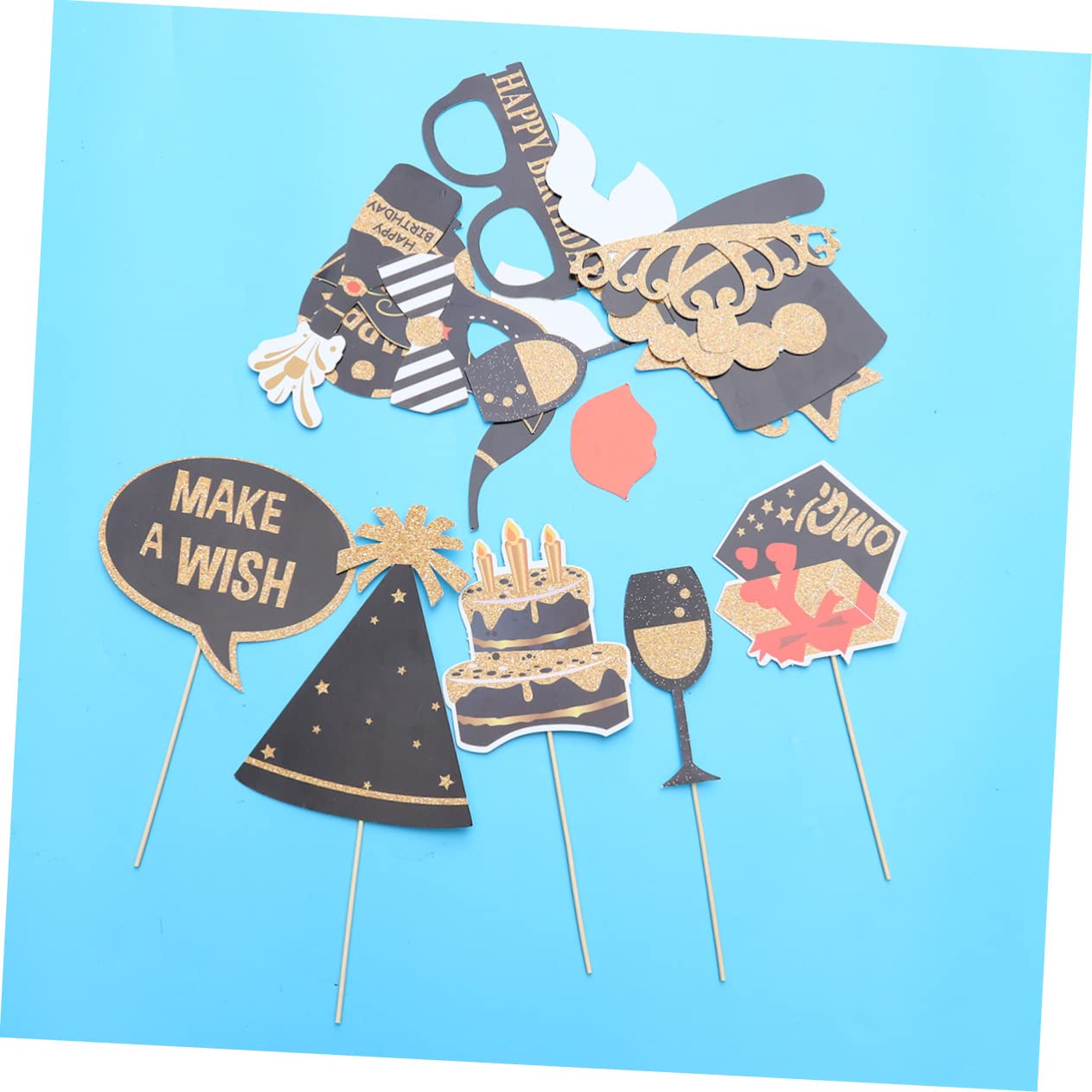 LABRIMP 44stücke Teiliges Glitzerpapier Set Für Geburtstag Fotorequisiten Kreative Brillen Krone Dekoration Für Foto Booth Partyaccessoires Für Unvergessliche Erinnerungen