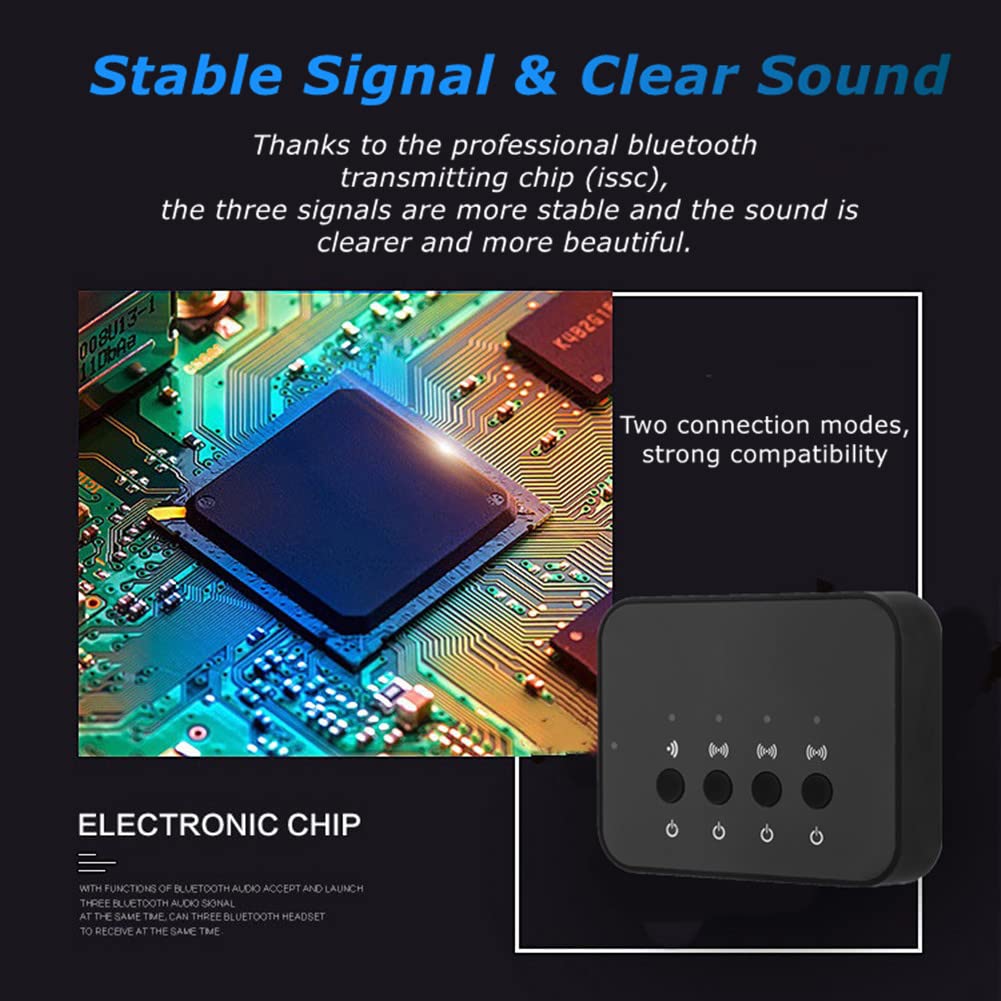 Divisor Bluetooth de 1 entrada y 3 salidas, adaptador de audio estéreo inalámbrico con cable de 3,5 mm, compatible con teléfonos móviles, tabletas, portátiles, para escuchar música, ver películas, jug