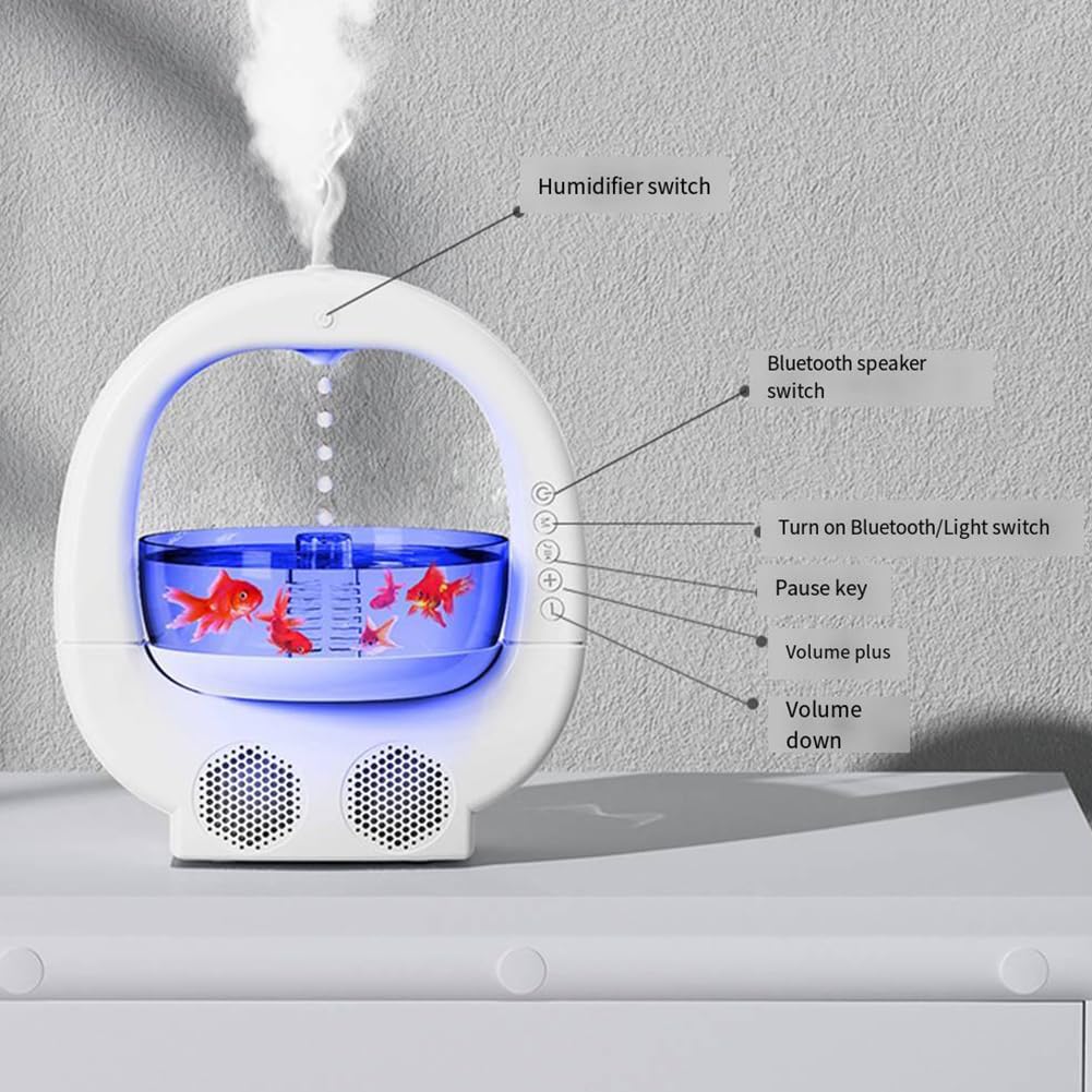 Difusor de aceites esenciales antigravedad 4 en 1, humidificador de aire compatible, humidificador de niebla fresca para acuario con luz LED multicolor para hogar, oficina, oficina