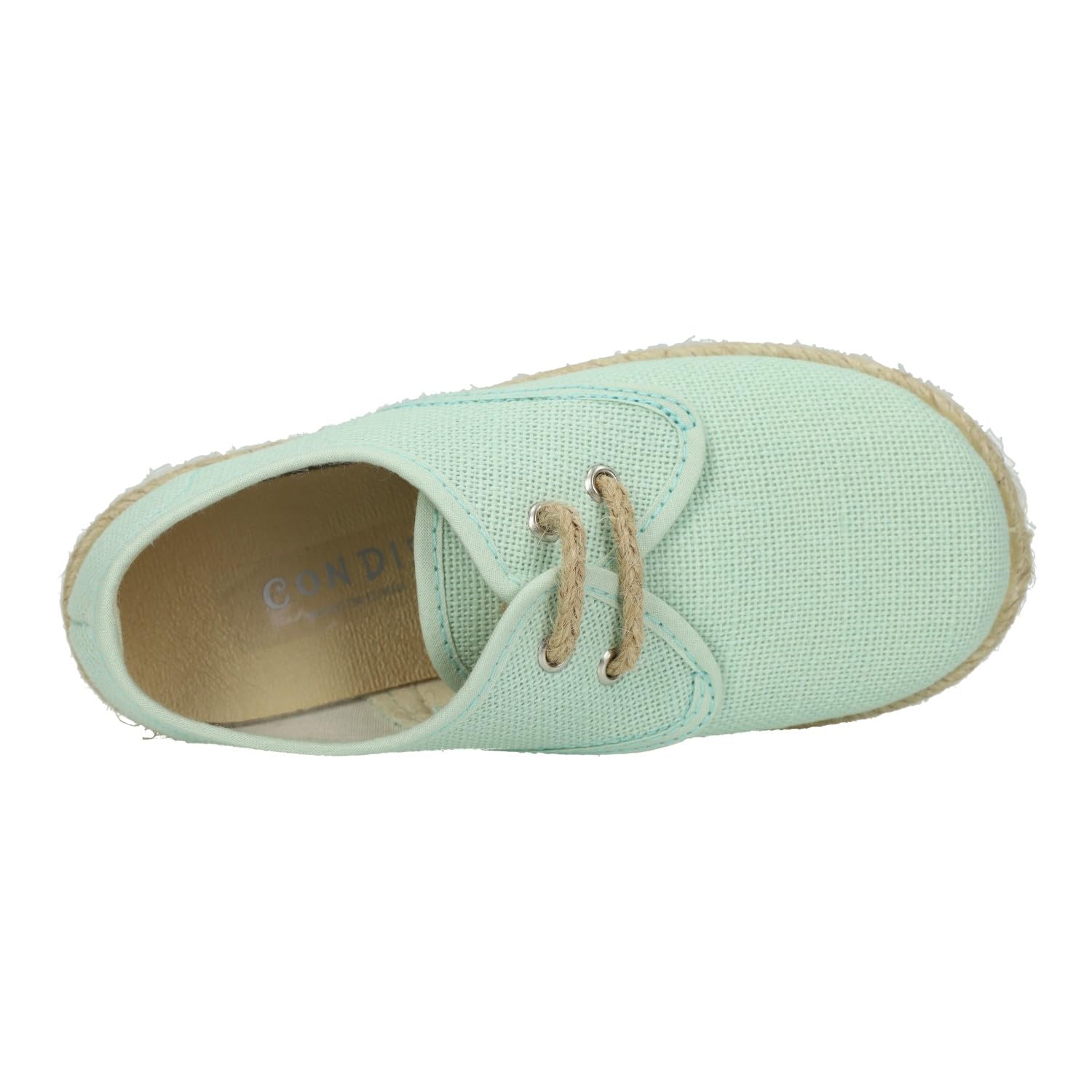 MADE IN SPAIN 267/L Scarpe in Tela per Bambino in Colore Salvia, Espadrillas in Tela con Suola in Sparto e Soletta in pelle. Scarpe da bambino realizzate in Spagna