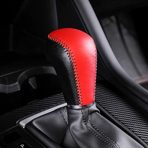 Funda protectora automática de cuero genuino para palanca de cambios, accesorios para el interior del automóvil (costuras negras) para CX-30