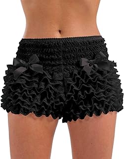 Fun Shack Black Ruffle Shorts for Girls, Womens Black Bloomers, Frilly Knickers for Women, Bloomers for Women Fancy Dress One Size