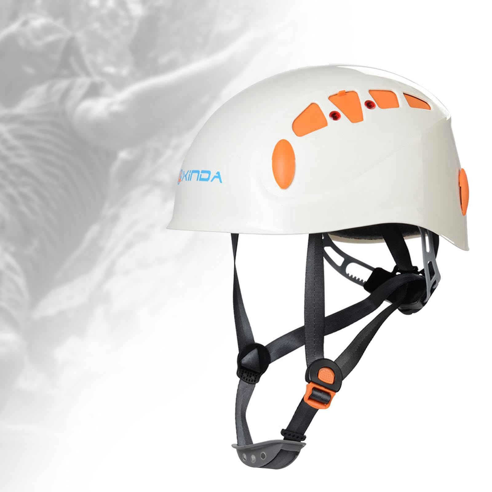 Casque d'escalade, Casque de Chantier pour Hommes, Femmes et Adultes, pour travaux arboricoles, Orange, Blanc, 26 x 20.5 cm