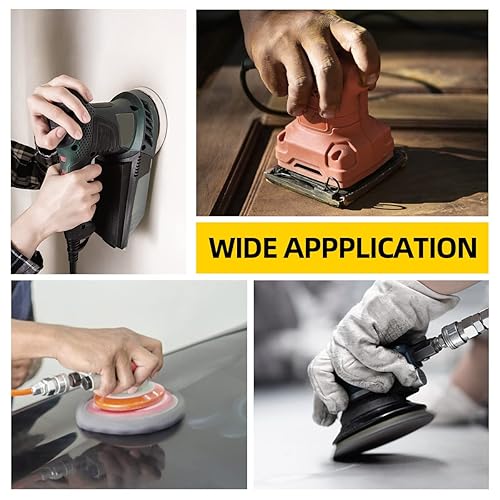 Miniatura 5 de Juego de discos de lija de 200 piezas, papel de lija de 8 agujeros de 5 pulgadas, 10 grados, incluye 60, 80, 100, 120, 150, 180, 240, 320, 400, 600