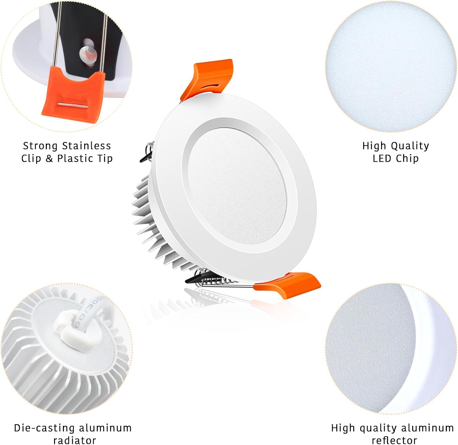 2 Inch LED Downlight, 3W Recessed Lighting Dimmable Ceiling Light Kit, 4000K Natural White, CRI80 White LED Can Lights with Driver(35W Halogen Equivalent), 10 Pack