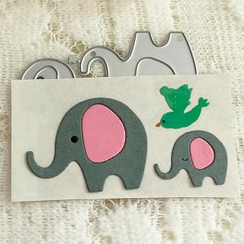 2pcs Cute Elephants Metal Cutting Die Cuts, 2pcs Cute Elephants Embossing Stencils DIY Crafts Cards Cutting Dies Cuts for DIY Embossing Card Making Photo Decorative Paper Dies Scrapbooking