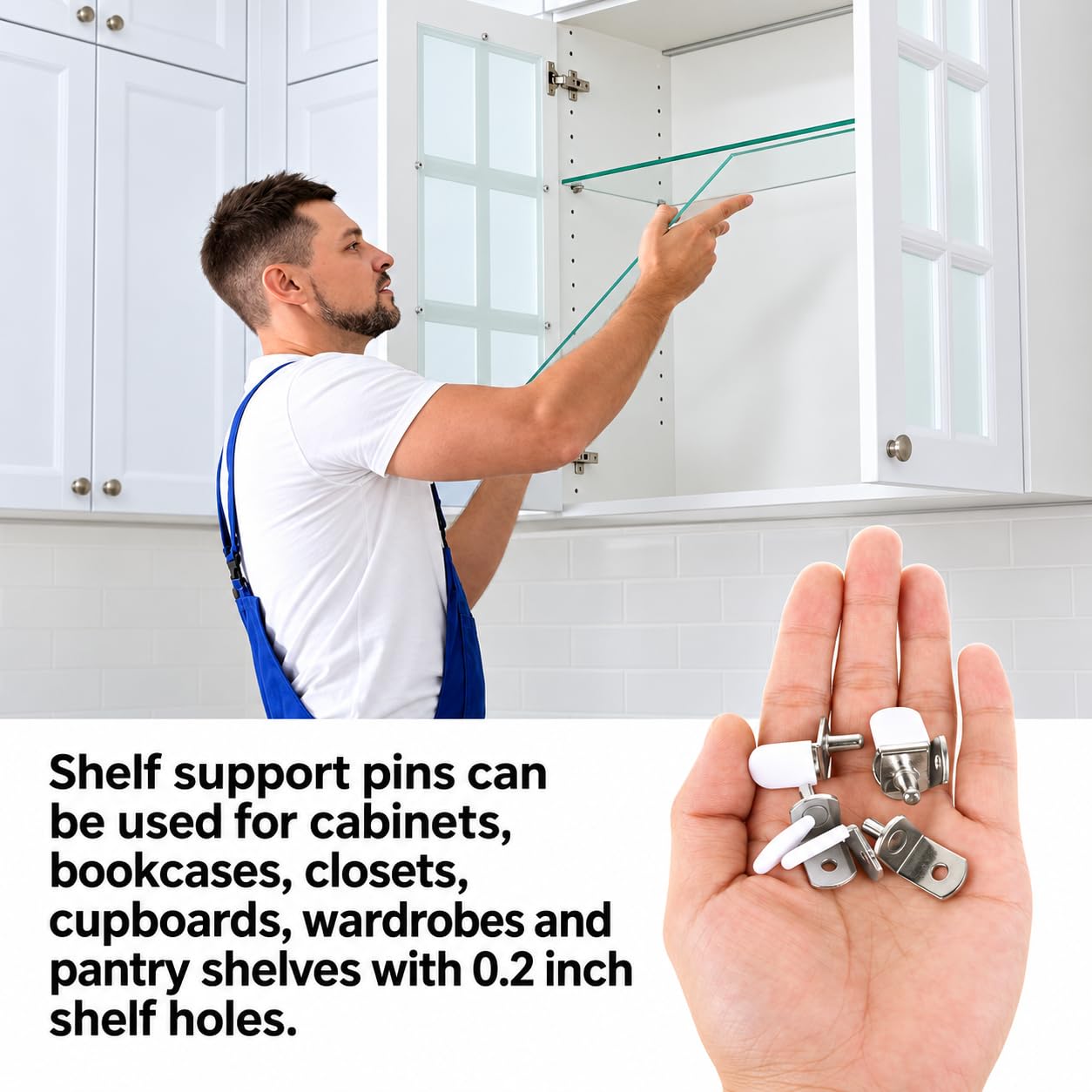 WOPPLXY 100 Pcs 5mm Shelf Pins, Shelf Support Pegs, Cabinet Shelf Pins with Rubber Sleeve, L-Shaped Adjustable Shelf Pegs for Kitchen Bookcase Cabinet Furniture Support(Silver) — Amazon image 7