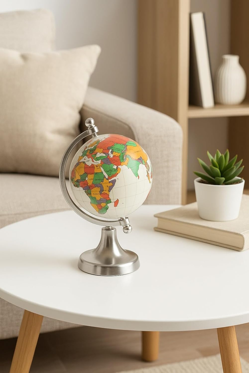ThincAmaxe Mini World Globe with Plastic Base – 6 Inch Height Decorative Desk Globe for Kids Learning, Study, Travel Enthusiasts & Office Decoration - Image 3 thumbnail