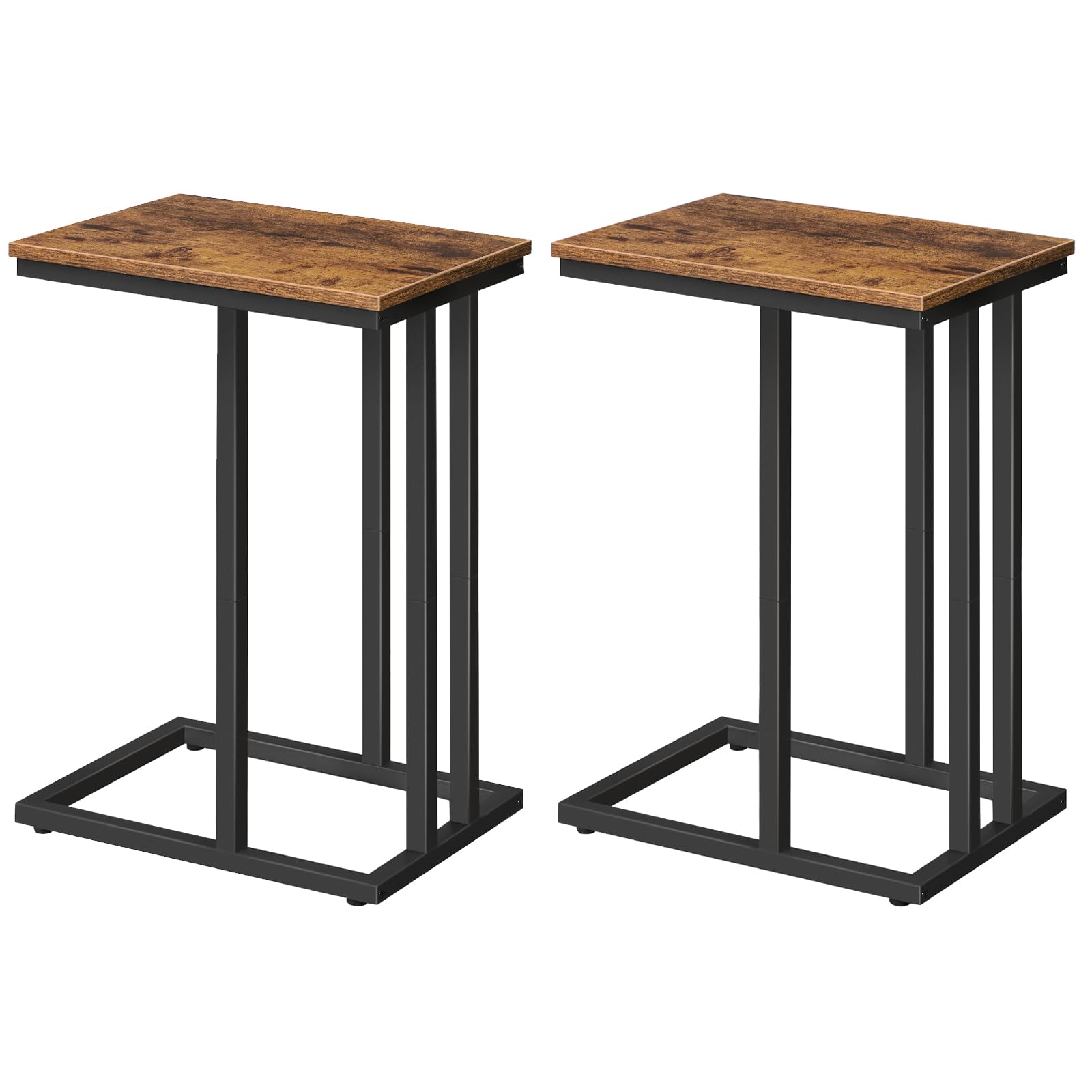 HOOBRO Side Tables, Set of 2, Snack Tables, Sofa Side Tables, C-Shaped ...