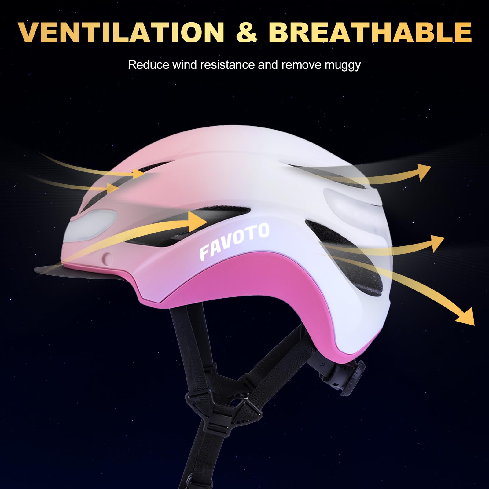 Favoto Casque de Vélo avec Lumière Arrière pour Homme Femme Adulte Circonférence Réglable Visière Amovible