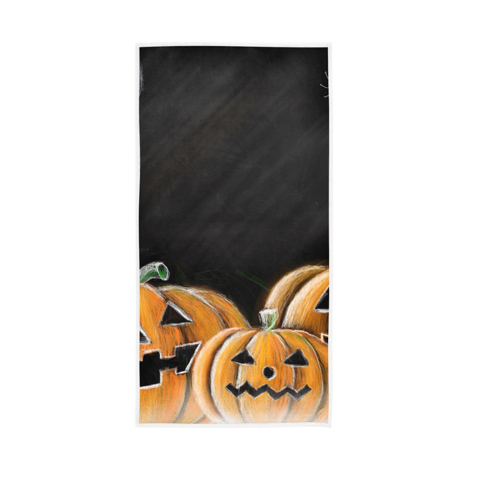 LSRCPD Drawing Halloween Pumpkin Bathroom Handtowel, 15 x 30 Inches Absorbent Hand Towel Spa Towels for Facials Guest Hand Towels for Bathroom