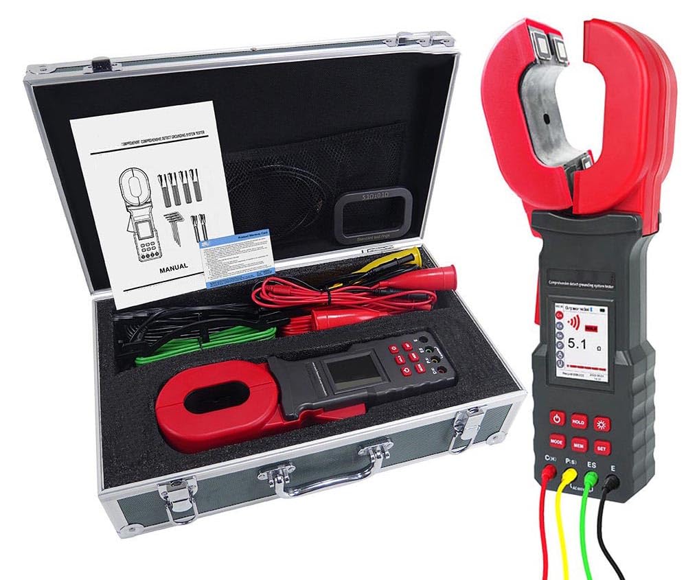 Clamp Earth Resistance Tester Loop Resistance Meter Soil Resistivity Meter with Earth Resistance 0.00Ω~200kΩ Soil Resistivity 0.00Ωm~9999kΩm Earth Current 0.000mA~45A Earth Voltage 0.0V~600.0V