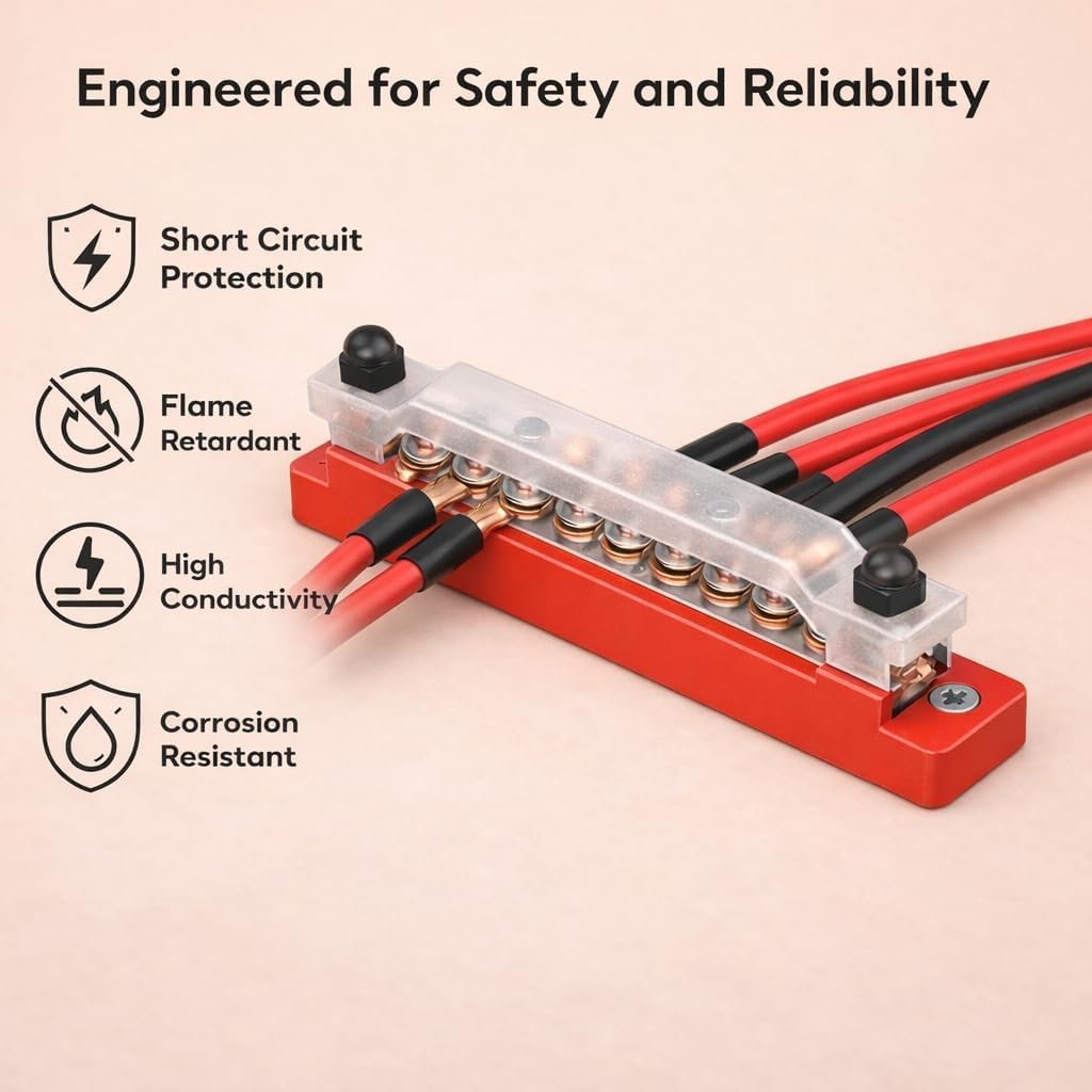 Busbar 12V-48V 150A Bloque de Distribución de Alta Corriente para Coche Barco Caravana