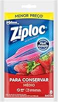 Ziploc Saco Hermético para Conservar Alimentos, Organizador, Médio, 8 Unidades