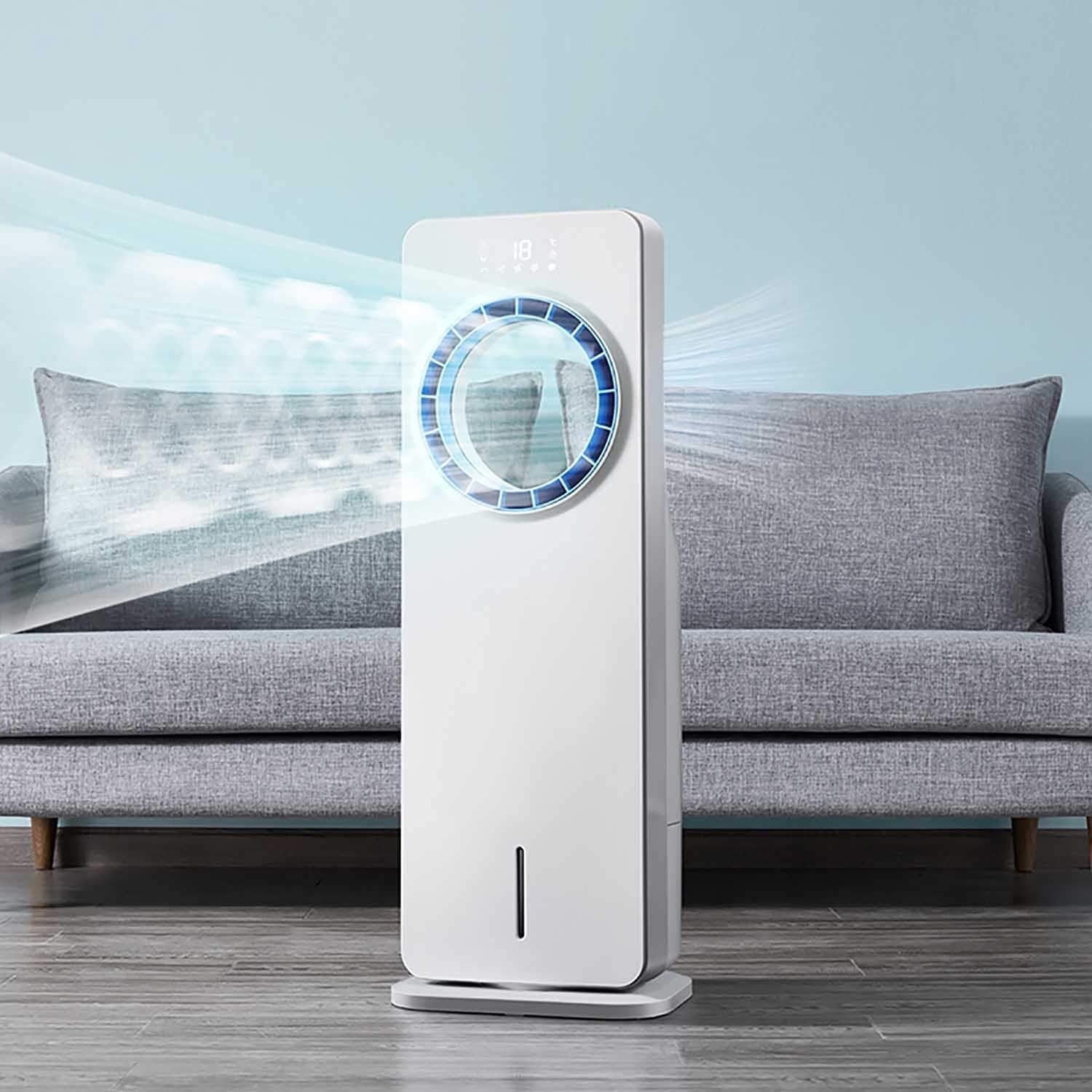 3 in 1 Evaporative Air Cooler Bladeless Tower Fan Humidifier 45° Oscillation 12 Hour Timer Large Water Tank Swamp Cooler for Home Office