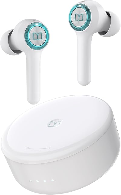 Monster Clarity 102 Plus Wireless Earbuds, Bluetooth Headphones with HiFi Stereo, 4 ENC Mic for, 30H Playtime, IPX6 Waterproof, Type-C Charing in-Ear Ear Buds Earphones for Sports, White