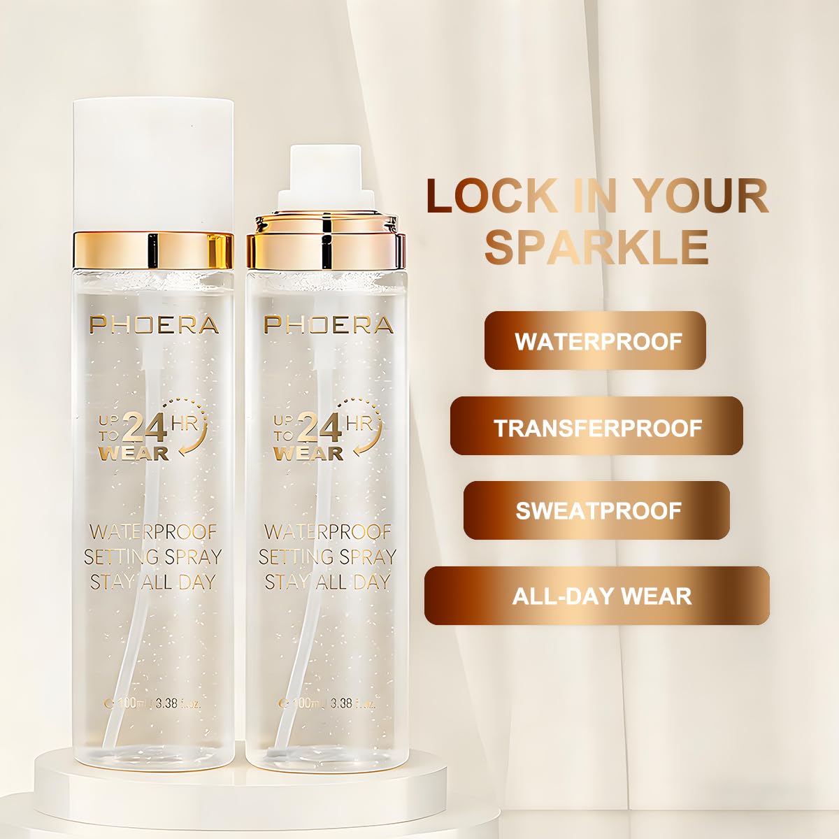 PHOERA Setting Spray Mist,Microfine Smoothing Mist Hydrating Makeup Spray,Long-Lasting 24HR Wear,Lightweight Refreshing Face Mist for All Skin Types,Korean Skincare 3.38 fl oz (Natural)