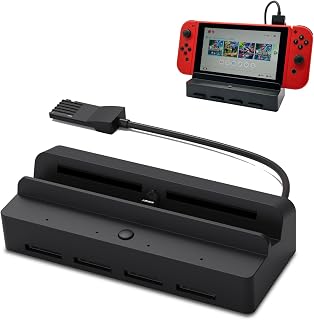 Dobewingdelou Lettore di Carte di Gioco per Switch/Switch OLED Stazione di Ricarica TV DOBEWINGDELOU Accessori Supporto per Carte di Gioco Cambio Rapido PD Caricamento, 4K HDMI, Porta USB 3.0, Display