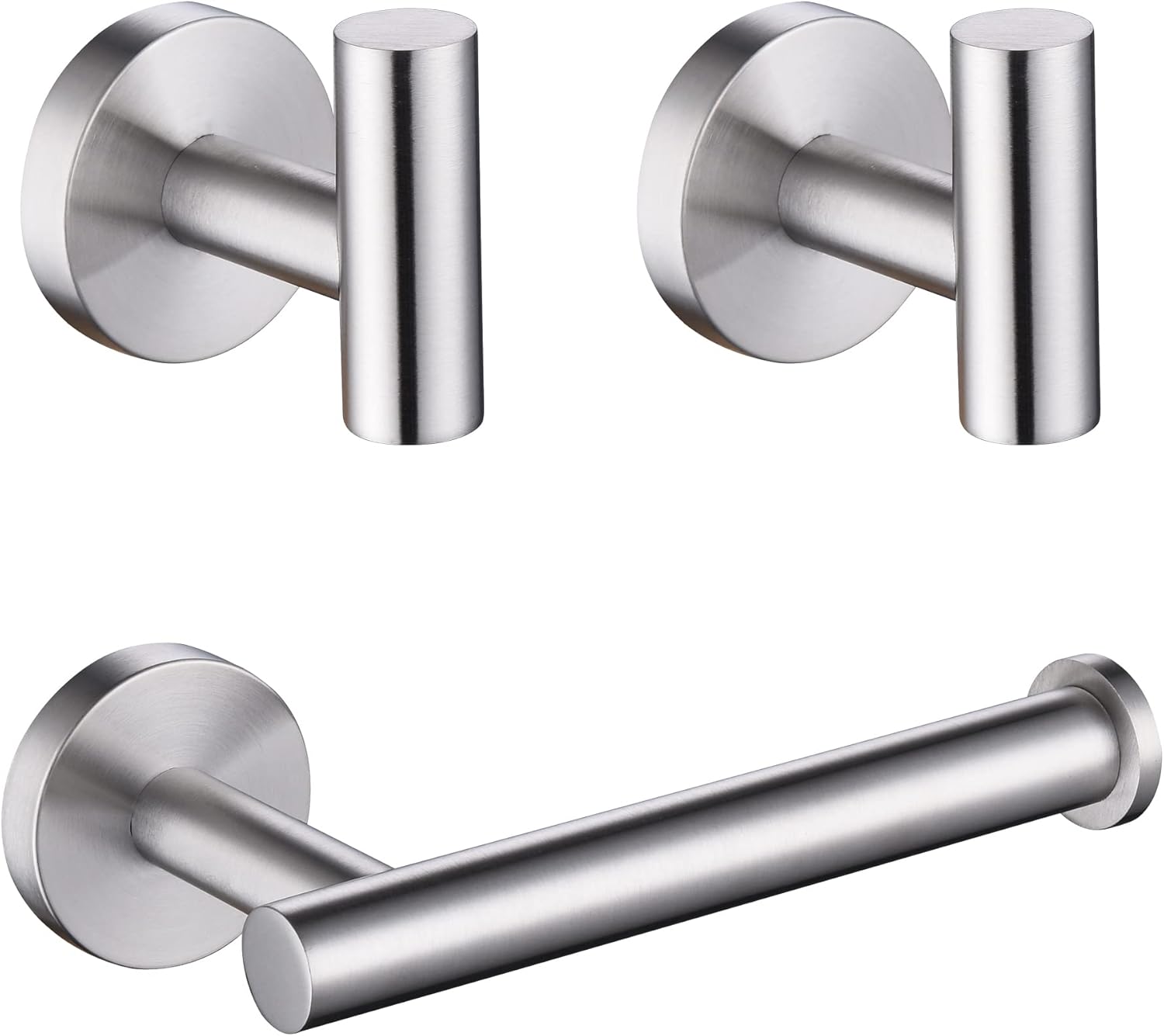 Bathroom Hardware Set, Premium Stainless Steel 3-Piece Include 5 Inch Toilet Paper Holders and 2 Towel Robe Holder Hook for Bathroom, Kitchen, Washroom Wall Mount Brushed Nickel