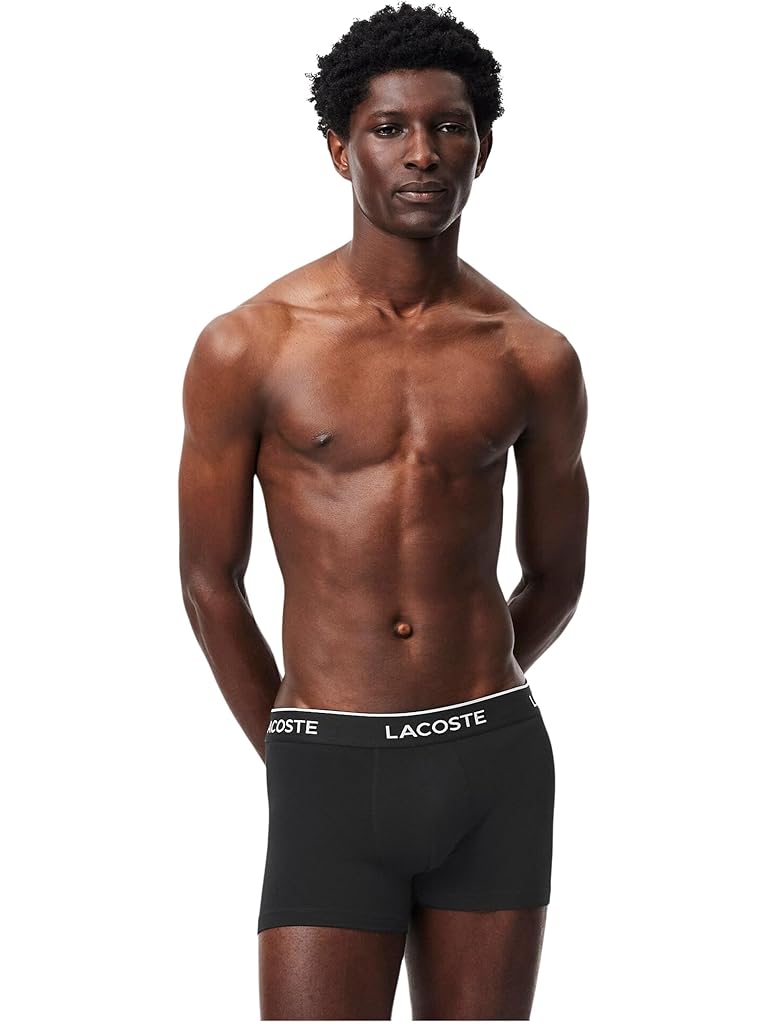 Black Lacoste Cotton Stretch Essentials Trunks 3-pack