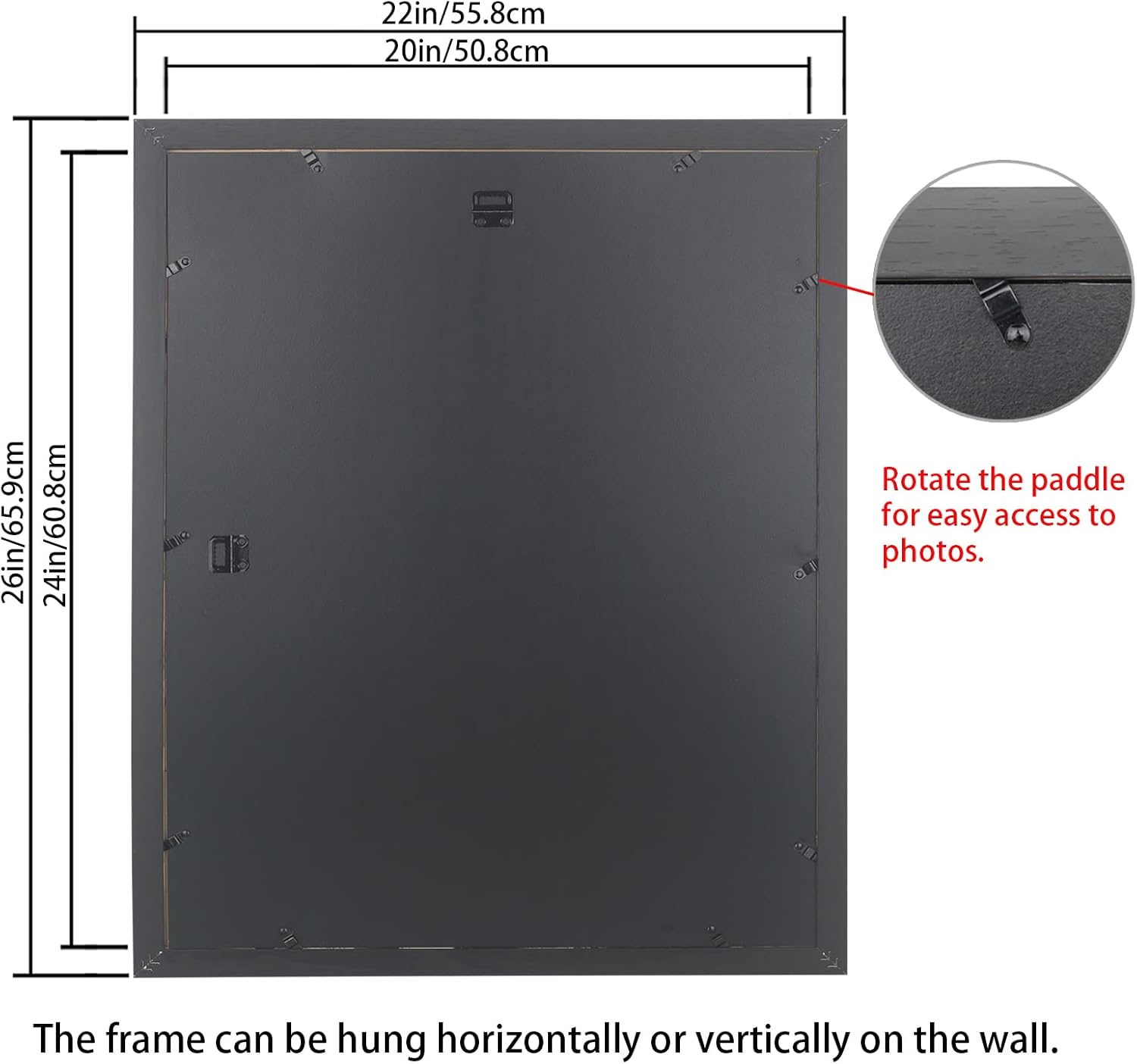 LTYHHK 20x24 in Picture Frames Solid Wood,Display Picture 18x22 in With Mat or 20x24 in Without Mat,18x22 inch Diamond Painting Frames Black (CK2024)
