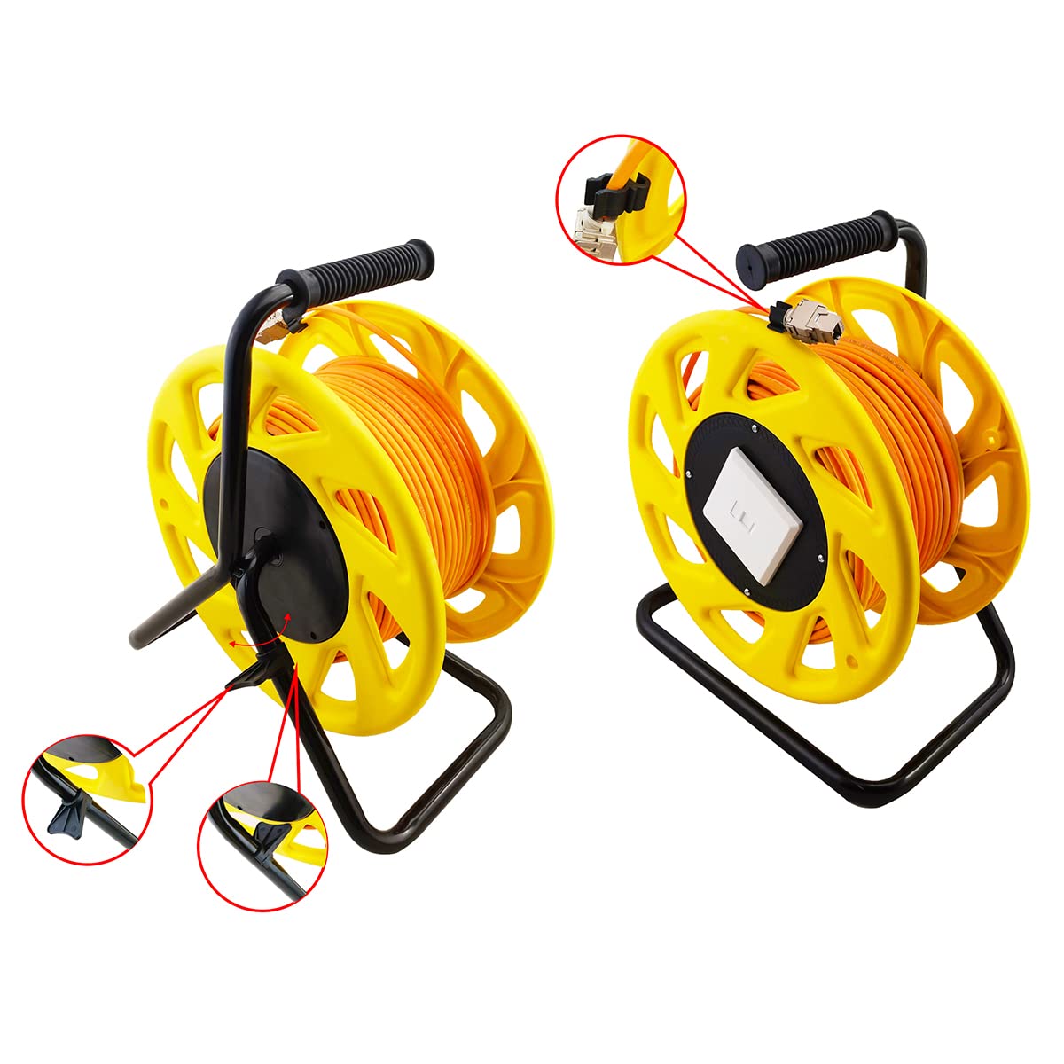 LogiLink cq3060s Enrouleur de câble réseau avec Prises 6 A STP RJ45 Keystone 60m