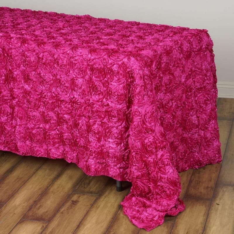 Tableclothsfactory Mantel rectangular con diseño de rosetasrosas 90x132 - Mantel fucsia